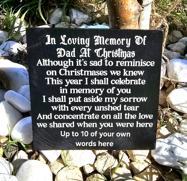 Dad Mum Son Brother Uncle Grandad any name Personalised Christmas memorial slate Remembrance plaque Grave gift 3 SIZES