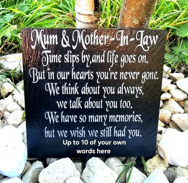 Personalised Mum & Mother-In-Law memorial slate plaque memory Remembrance plaque Grave marker gift 3 SIZES