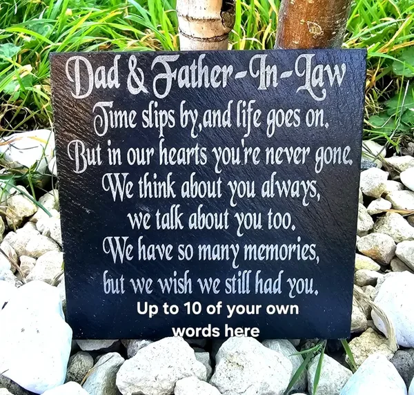 Personalised Dad & Father-In-Law memorial slate plaque memory Remembrance plaque Grave marker gift 3 SIZES