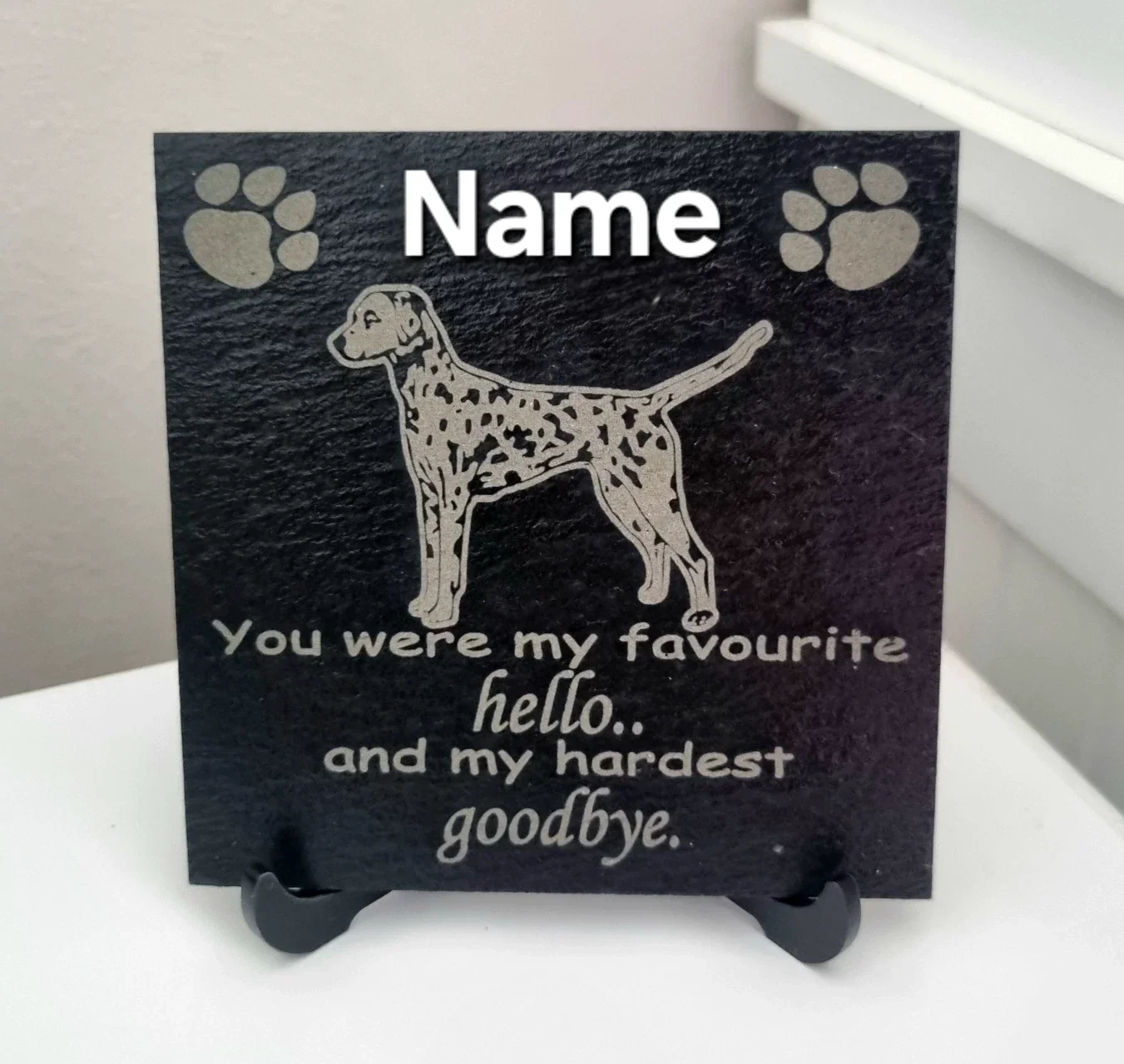 Dog in memory slate gravestone Dog Memorial personalised pet grave marker plaque