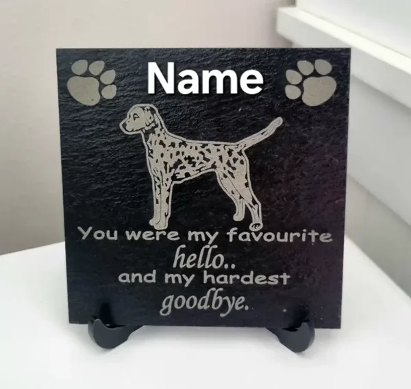 Dog in memory slate gravestone Dog Memorial personalised pet grave marker plaque