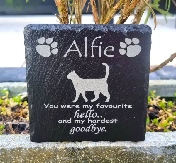 Cat memorial slate Personalised grave stone marker remembrance plaque In memory