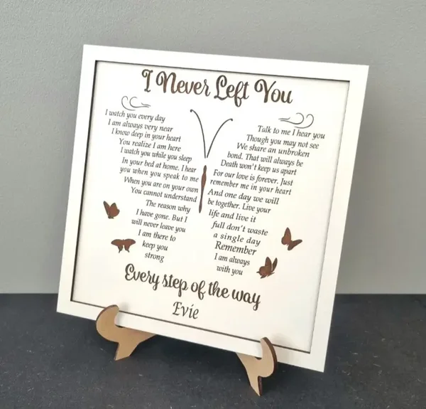 White memory Butterfly poem plaque memorial gift Mum Dad ANY NAME