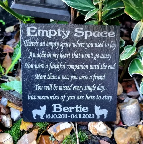 Personalised pet dog memorial slate Grave Marker goodbye plaque Gravestone gift