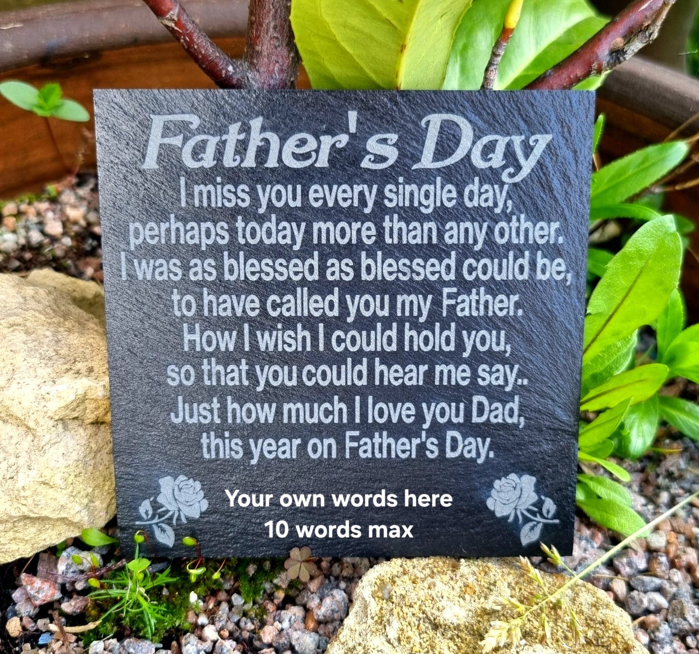 Personalised Father's day memorial slate poem for DAD grave marker memory plaque