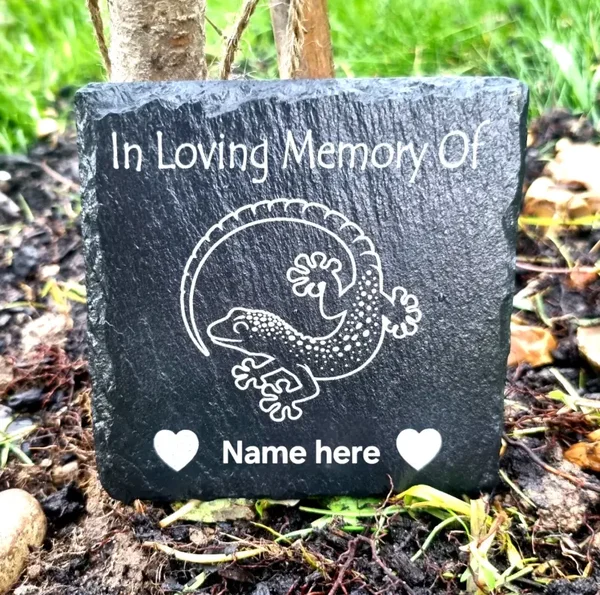 Personalised GECKO memorial slate remembrance grave marker plaque gift