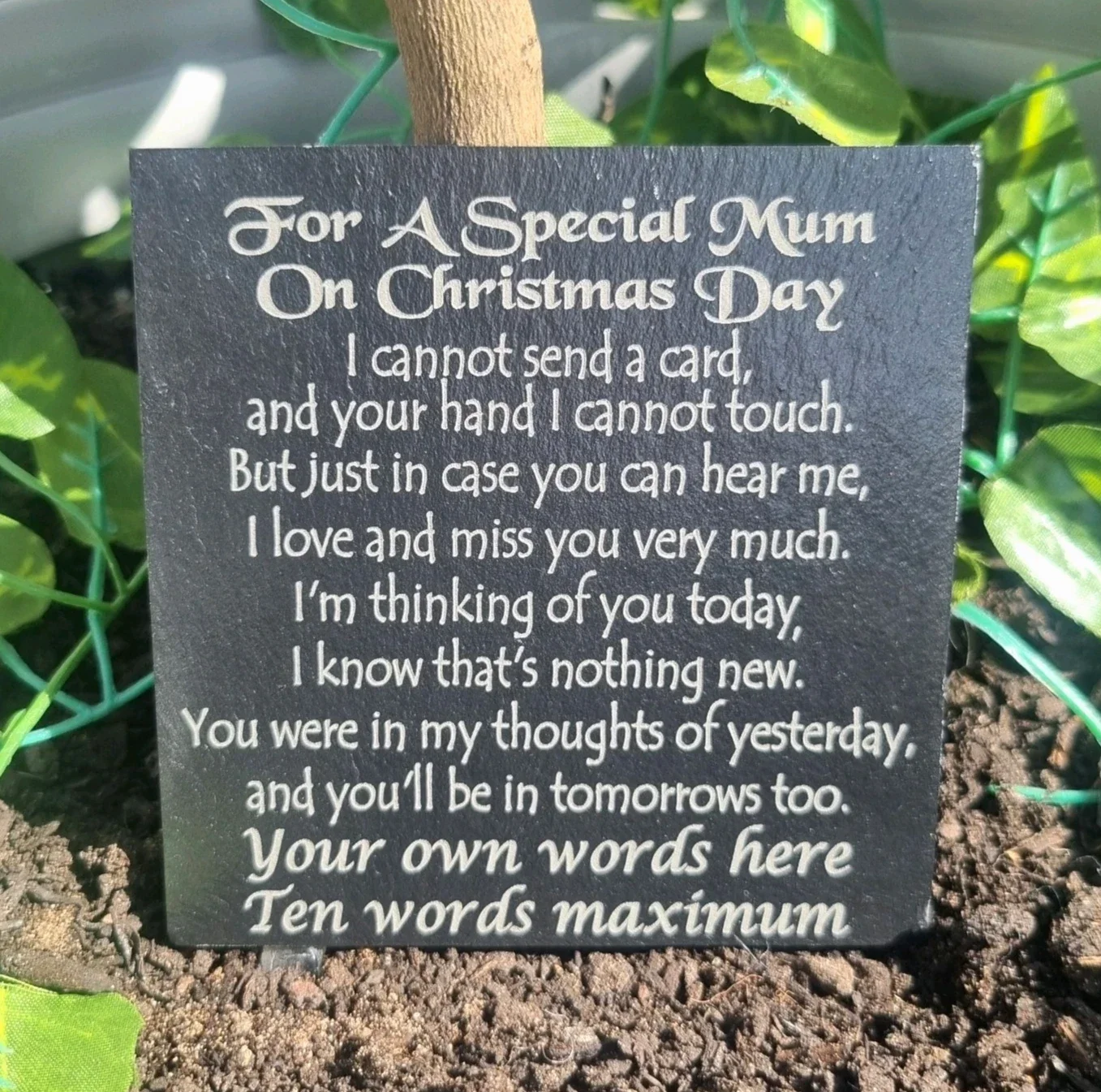 Personalised Mum Mom Mam Ma Mummy Christmas memorial slate plaque memory Remembrance plaque Grave marker gift 3 SIZES