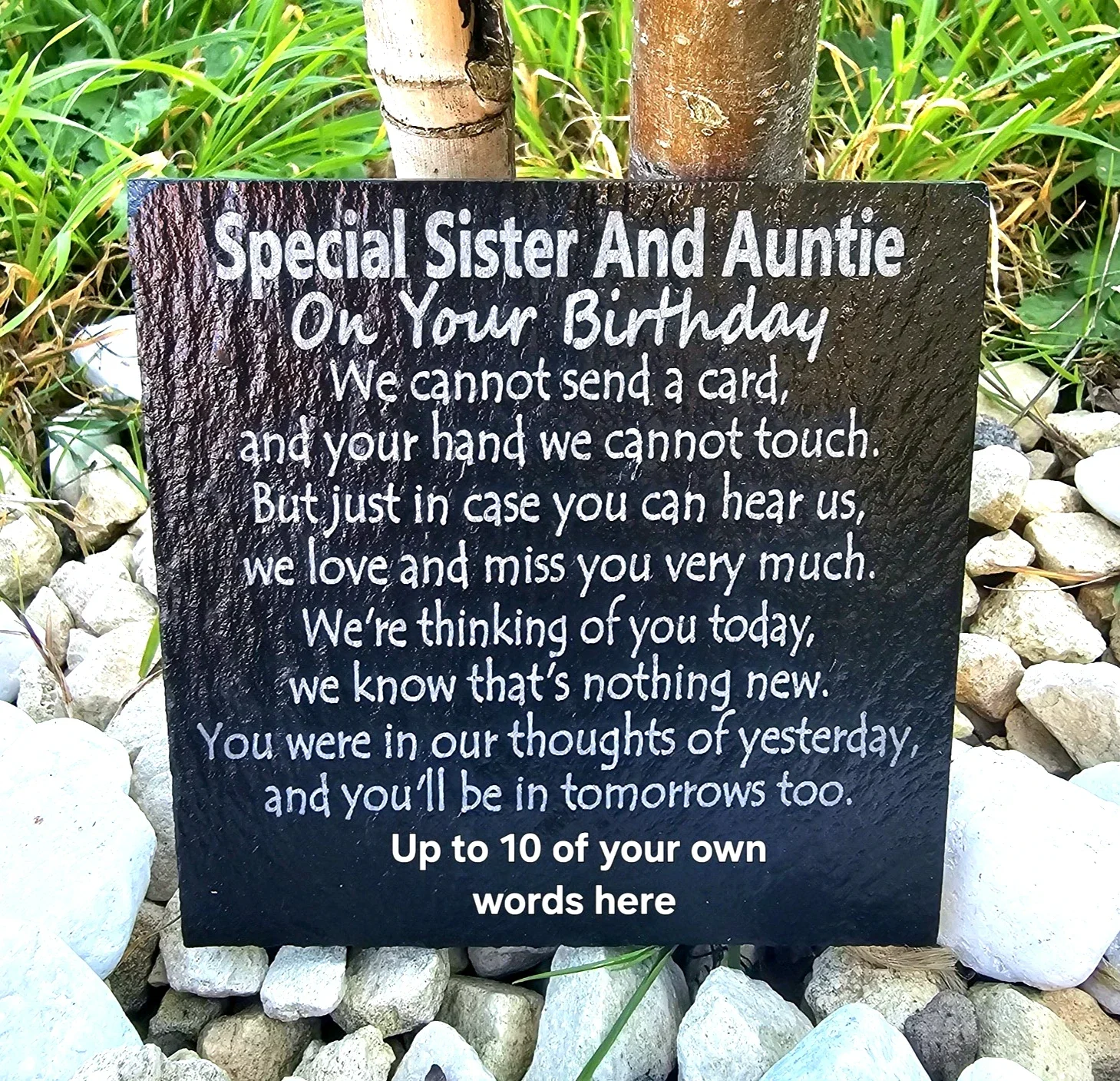 Personalised Sister & Auntie birthday memorial slate plaque memory Remembrance plaque Grave marker gift 3 SIZES