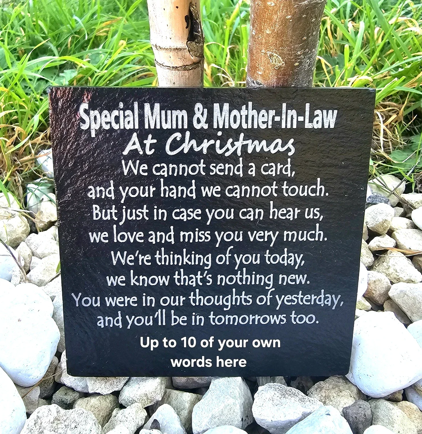 Personalised Mum & Mother-In-Law Christmas memorial slate plaque memory Remembrance plaque Grave marker gift 3 SIZES