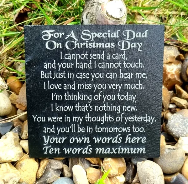 Personalised Dad Christmas memorial remembrance memory plaque graveside slate gift