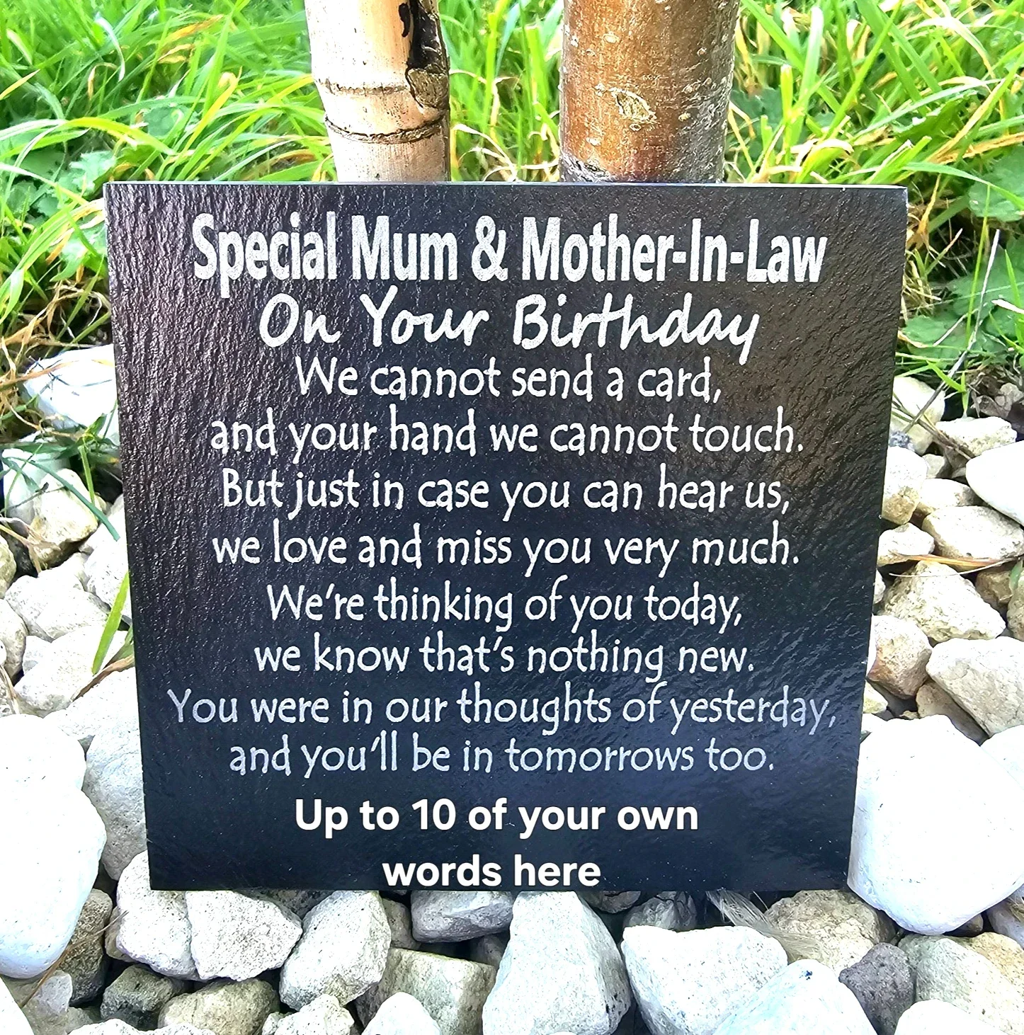 Personalised Mum & Mother-In-Law birthday memorial slate plaque memory Remembrance plaque Grave marker gift 3 SIZES