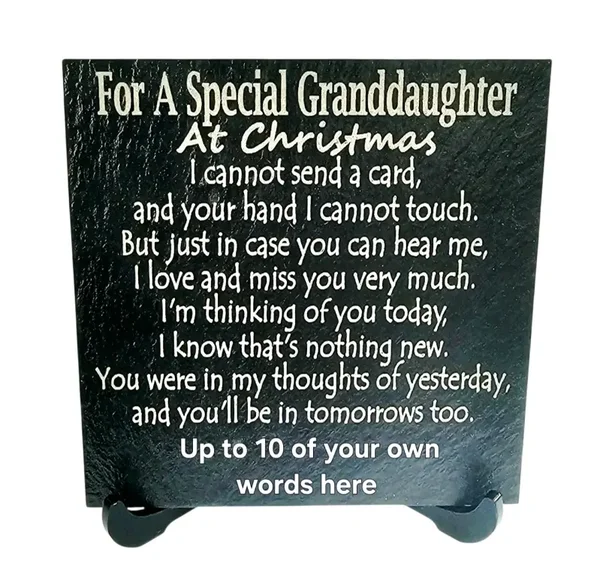 Personalised Granddaughter Christmas memorial slate plaque memory Remembrance plaque Grave marker gift 3 SIZES