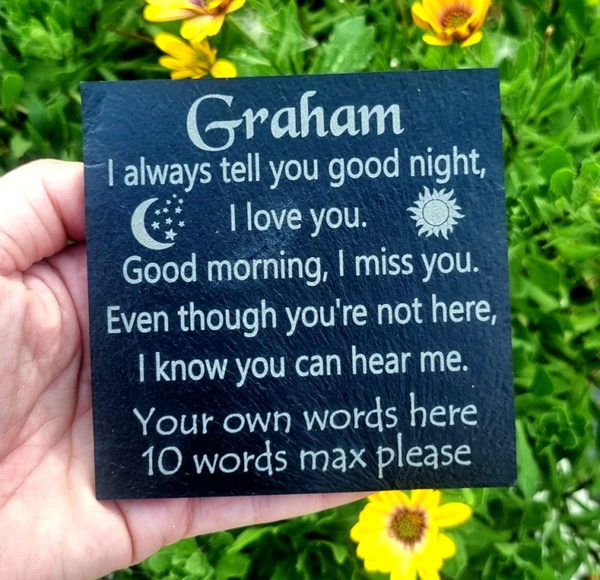 Husband Wife memorial plaque Personalised slate Birthday graveside gift