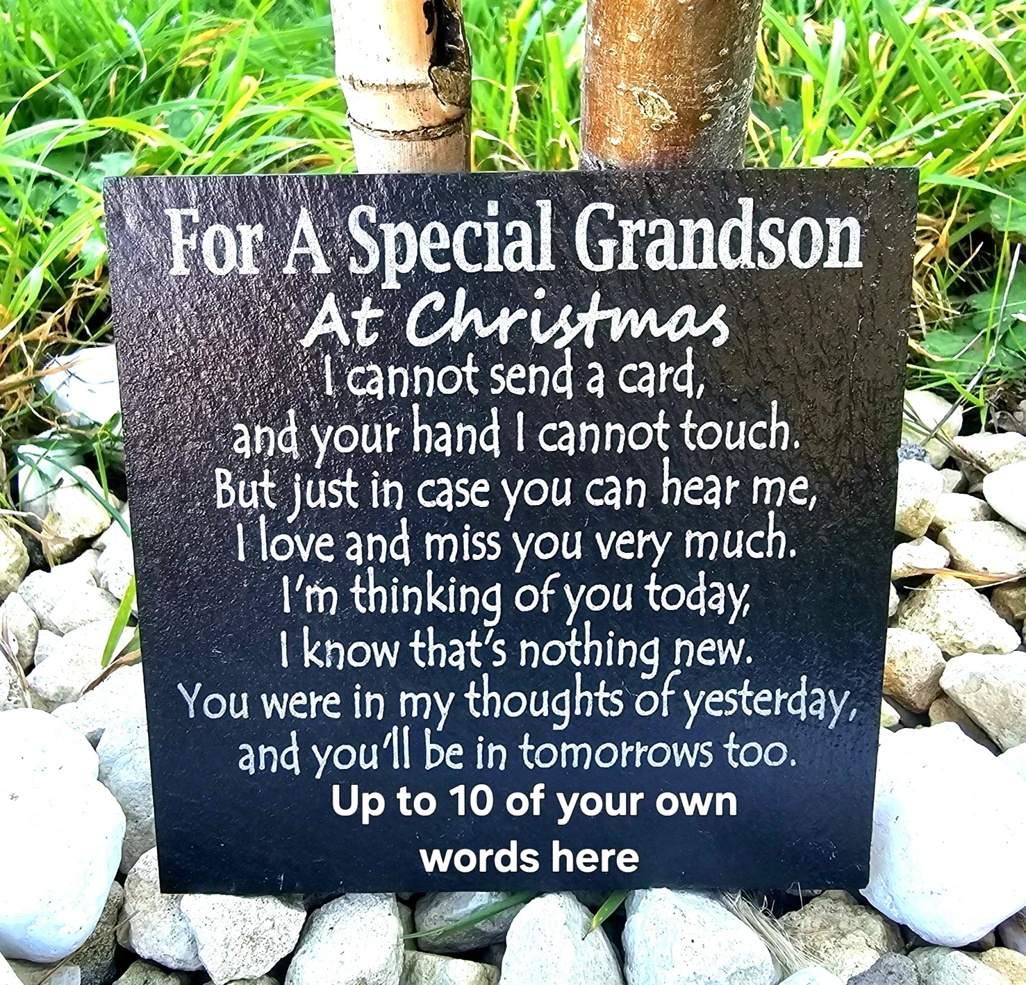 Personalised Grandson Christmas memorial slate plaque memory Remembrance plaque Grave marker gift 3 SIZES