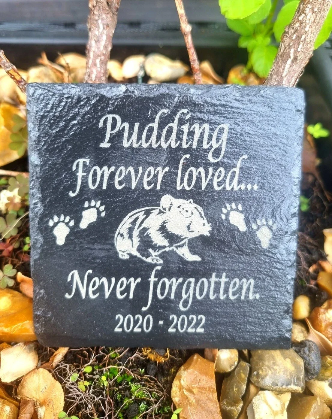 Pet Hamster Slate stone grave marker personalised Memorial remembrance plaque