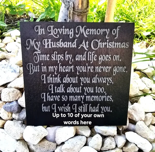 Husband / Wife Christmas Personalised memorial plaque slate remembrance grave marker