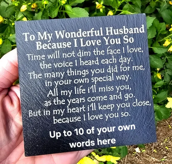 HUSBAND memorial slate personalised remembrance plaque Grave Love keepsake Gift