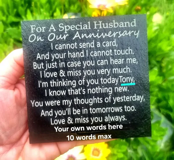 Husband Anniversary memorial gift Special Husband memorial plaque poem Personalised Husband remembrance slate In Loving memory of Husband