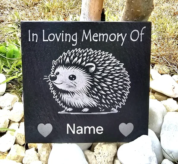 Hedgehog memorial slate personalised pet grave stone marker Memory plaque