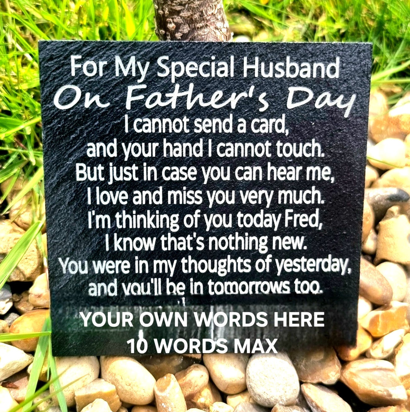Husband on Fathers day memorial plaque Personalised slate grave stone marker