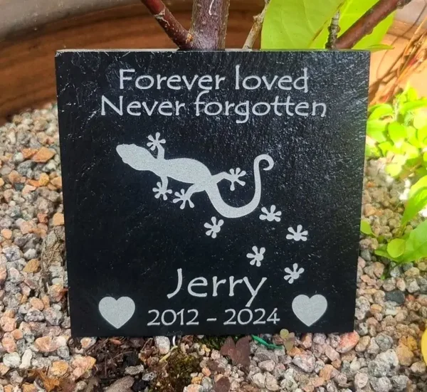 Personalised LIZARD / GECKO memorial slate remembrance grave marker plaque gift