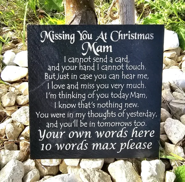 MAM MUM DAD MOM Christmas memorial slate personalised Grave marker plaque Gift