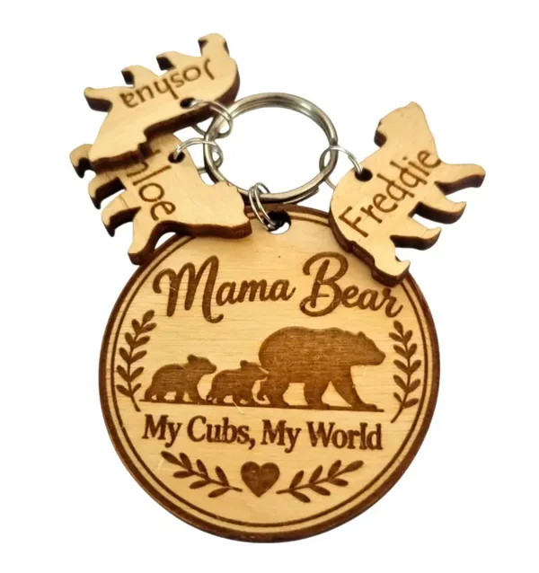 Bear Keyring Personalised Birthday Gift For Mama Mummy Nana Nanny Mother's day