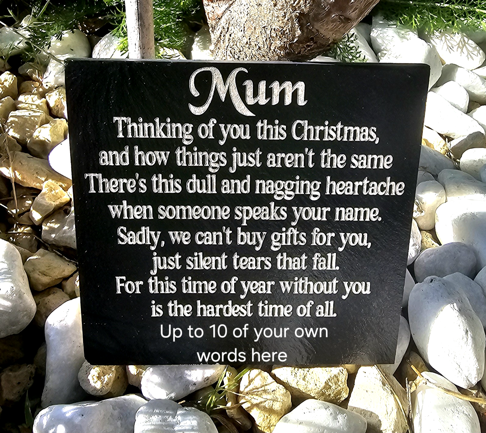 Mum Personalised Christmas memorial slate Remembrance plaque Grave gift 3 SIZES