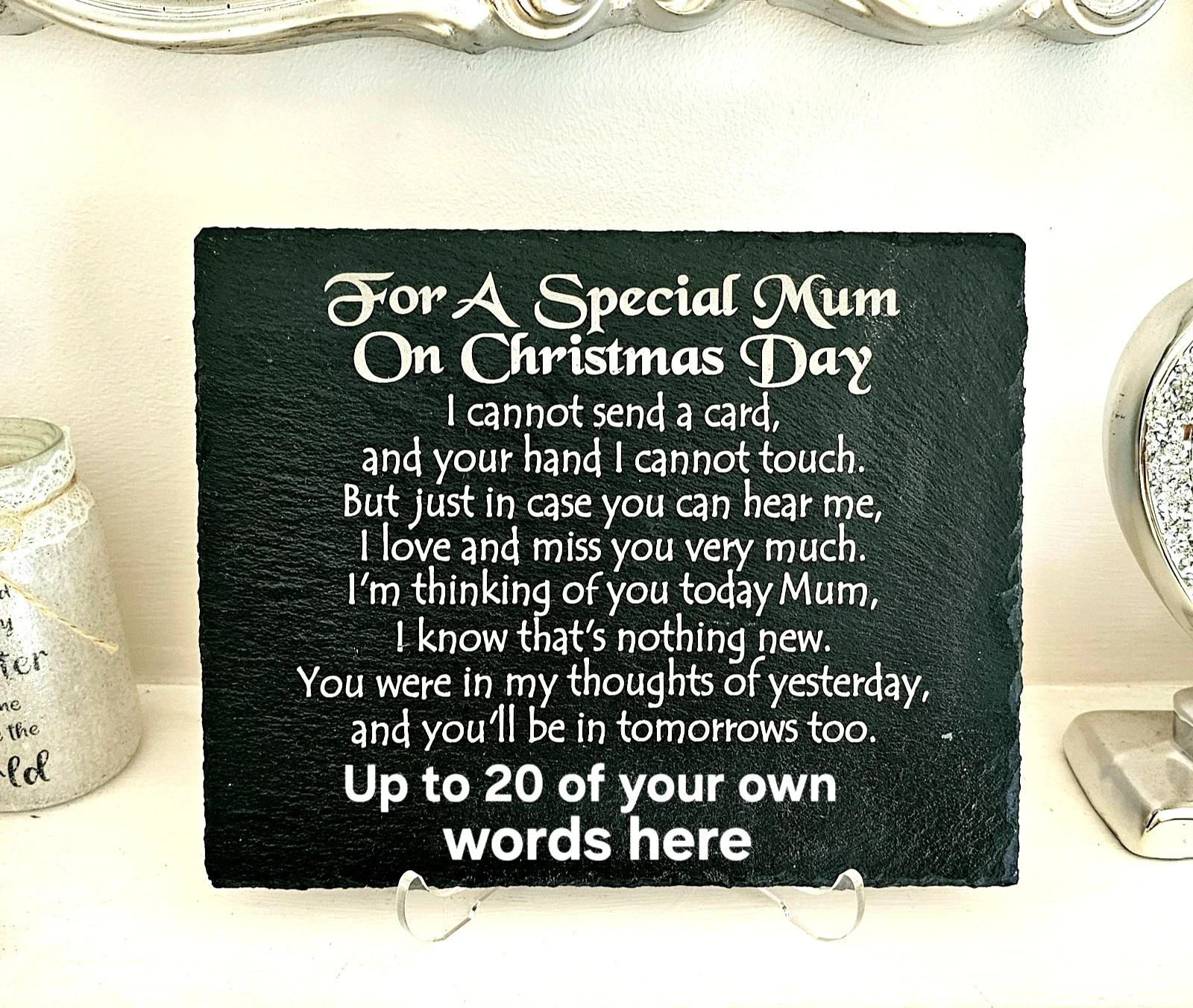 25x20cm Mum Mam Mom Personalised Christmas memorial slate Remembrance plaque