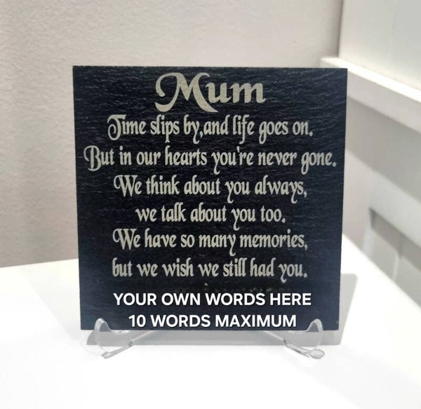 Mum Personalised memorial plaque slate remembrance grave marker
