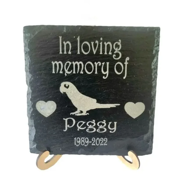 Personalised Parrot memorial slate remembrance grave marker plaque gift