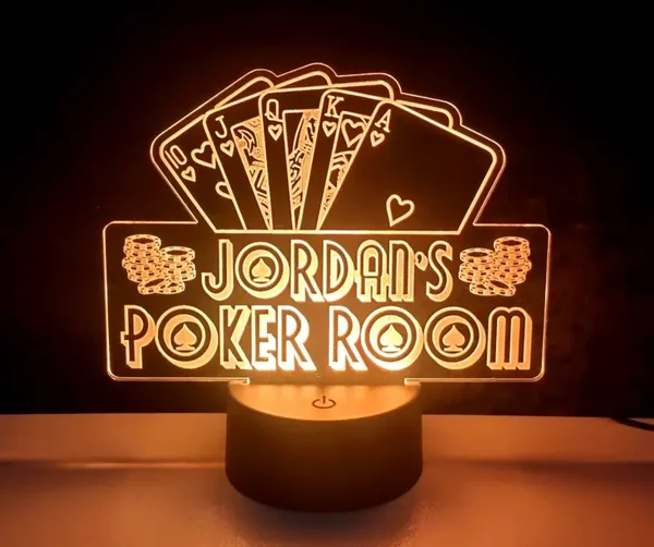 POKER ROOM Personalised name Casino sign LED Neon light usb Cards texas hold em