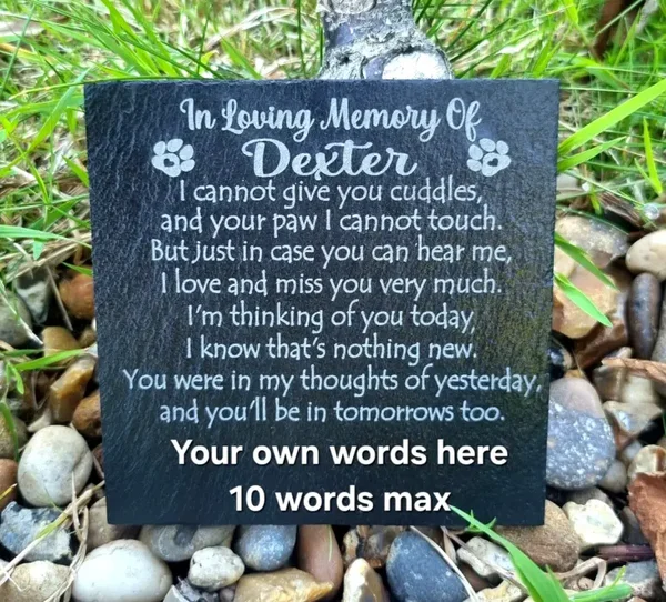 Personalised CAT memorial slate remembrance grave marker plaque Garden Graveside