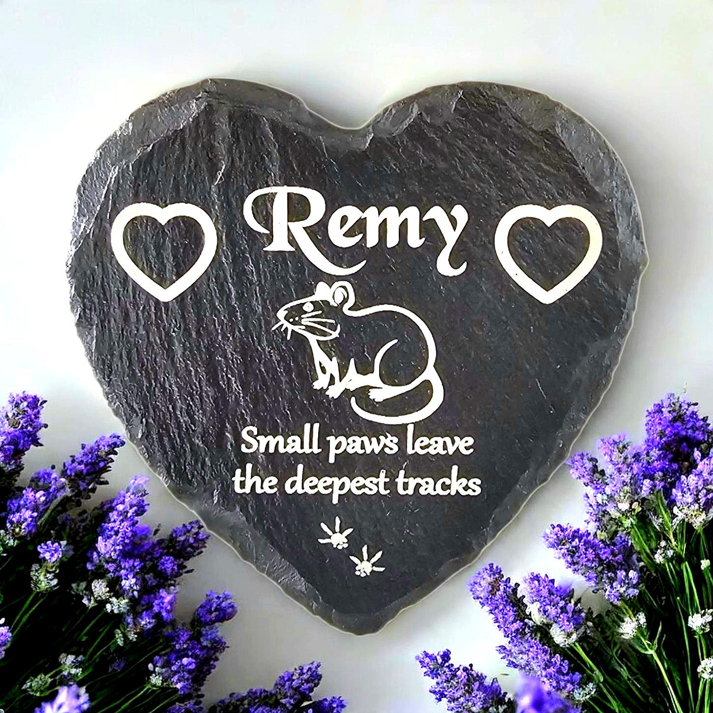 Personalised RAT memorial plaque Heart Remembrance Grave Marker Gravestone slate