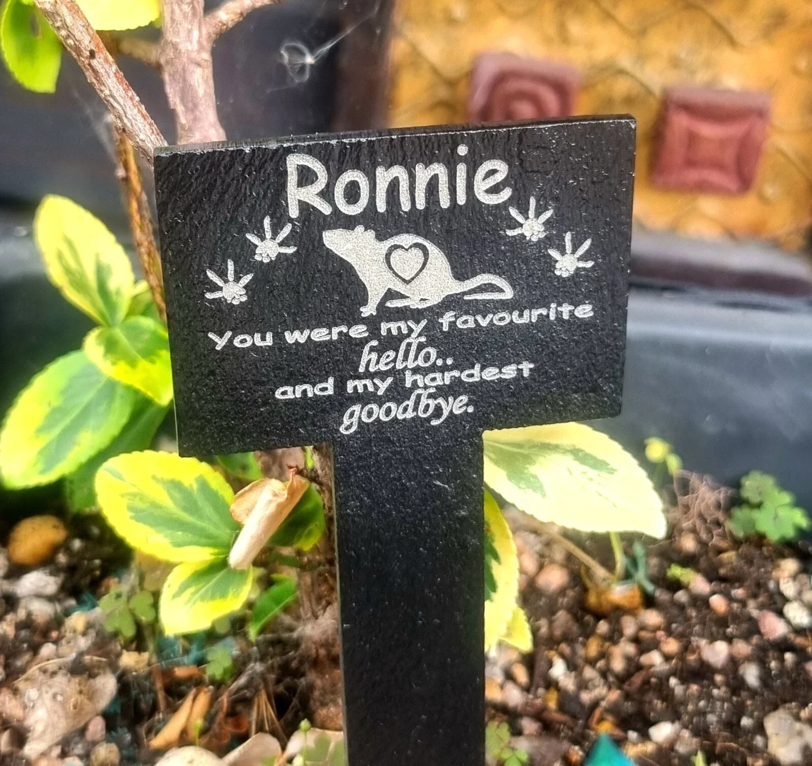 Share Personalised RAT memorial slate Grave Stone marker stake pet remembrance plaque