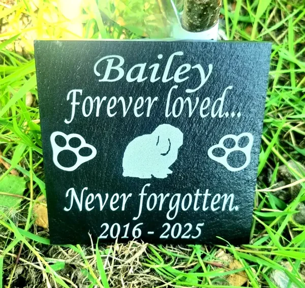 Rabbit memorial remembrance slate personalised plaque grave stone marker gift