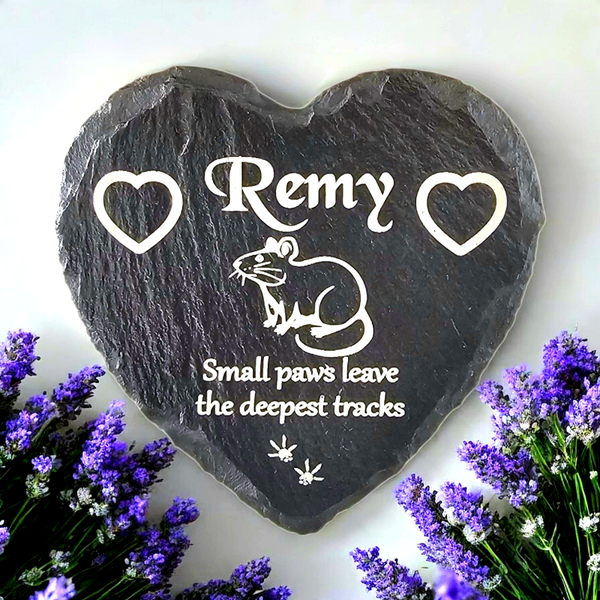 Personalised RAT memorial plaque Heart Remembrance Grave Marker Gravestone slate