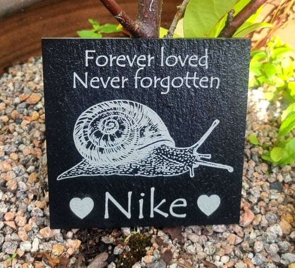 Personalised SNAIL memorial slate remembrance grave marker plaque gift