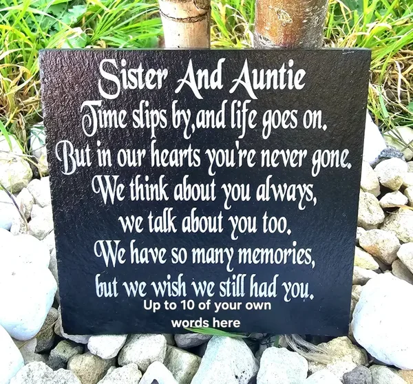 Personalised Sister & Auntie memorial slate plaque memory Remembrance plaque Grave marker gift 3 SIZES