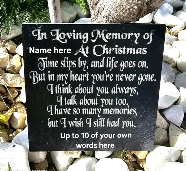 Son Dad Mum Daughter Brother Uncle Grandad any name Personalised Christmas memorial slate Remembrance plaque Grave gift 3 SIZES