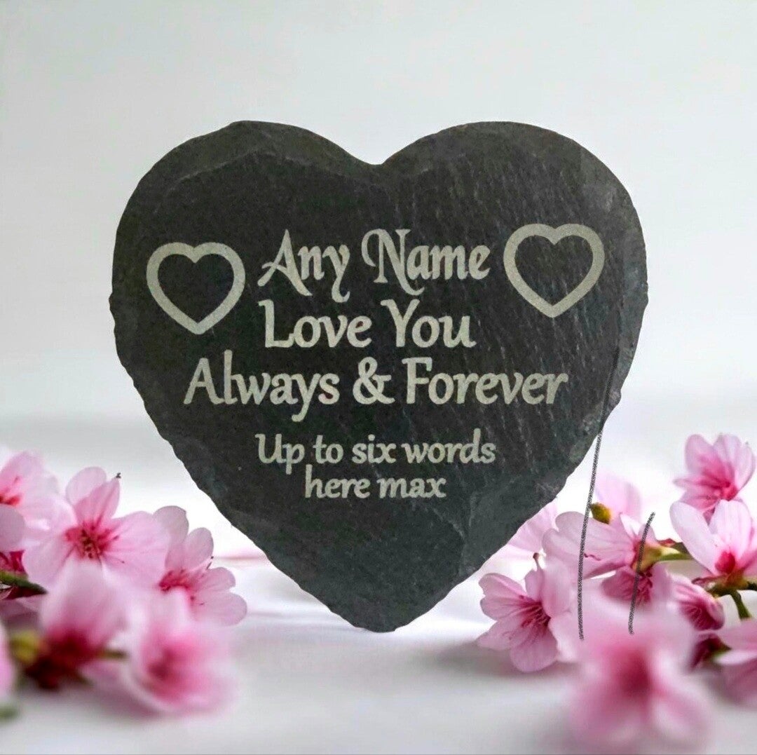 Personalised any name Dad Mum Nan Grandad slate heart memorial memory grave marker stone