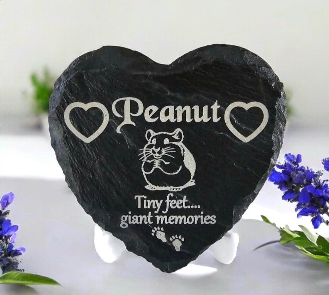 Personalised Hamster memorial plaque Heart Remembrance Grave Marker Gravestone slate bunny memory