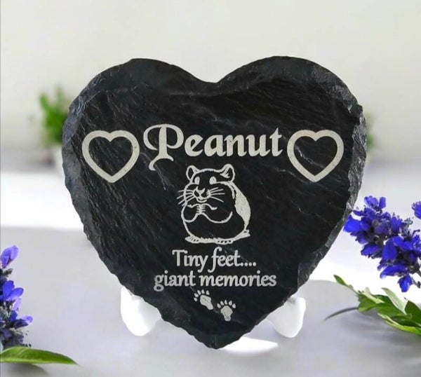 Personalised Hamster memorial plaque Heart Remembrance Grave Marker Gravestone slate bunny memory