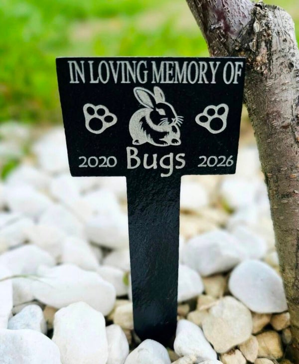 Personalised Rabbit Remembrance slate Gravestone marker pet memorial plaque
