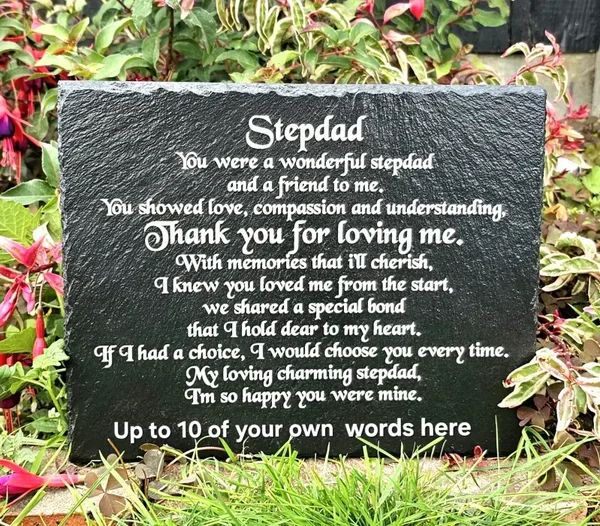 Stepmum, Stepmom, Stepdad Personalised memorial slate Birthday plaque Remembrance grave marker