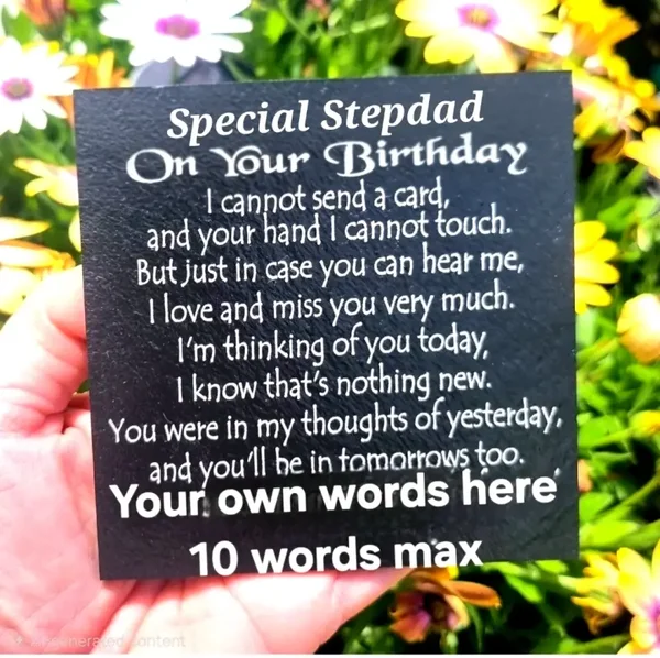Personalised Birthday memorial plaque Special Stepdad slate Grave stone marker keepsake remembrance In loving memory