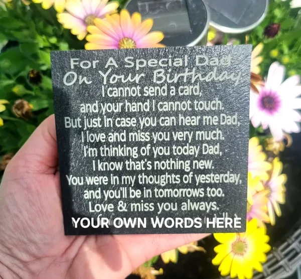 Personalised Dad birthday memorial remembrance memory plaque graveside slate gift