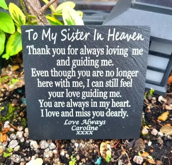 Personalised SISTER memorial plaque remembrance slate grave marker birthday Love