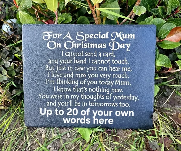 25x20cm Mum Mam Mom Personalised Christmas memorial slate Remembrance plaque