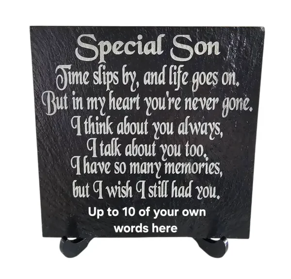 Personalised Son memorial plaque slate memory remembrance grave marker